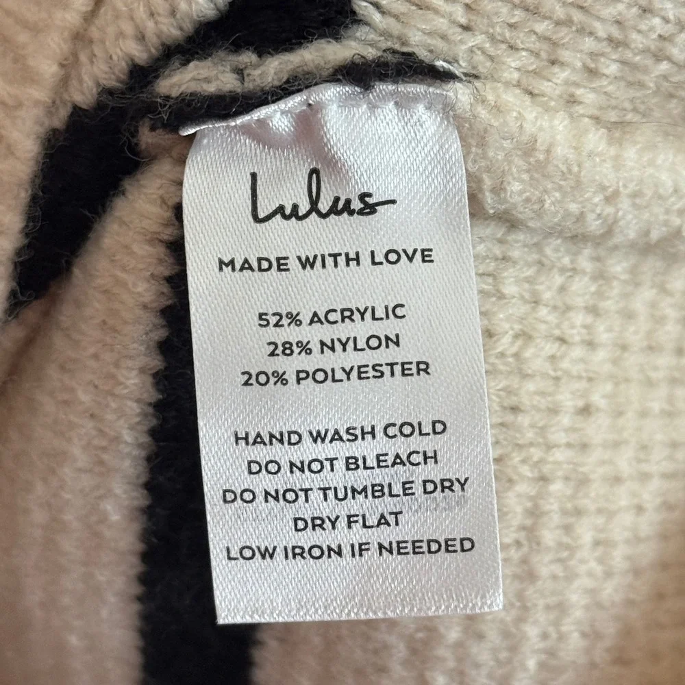 Lulu's‎ Timeless Energy Ivory Striped Collared Pullover Sweater Size Medium - Picture 8 of 9